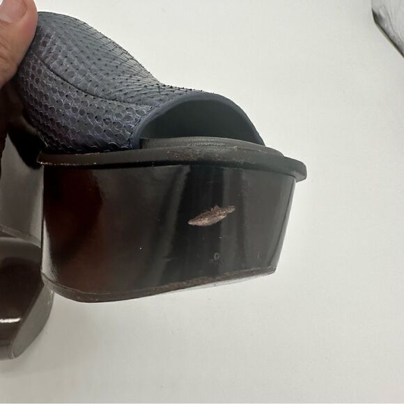 Michael Kors Collection $475 Jane Blue Leather Platform Wedge Shoes - Picture 9 of 14